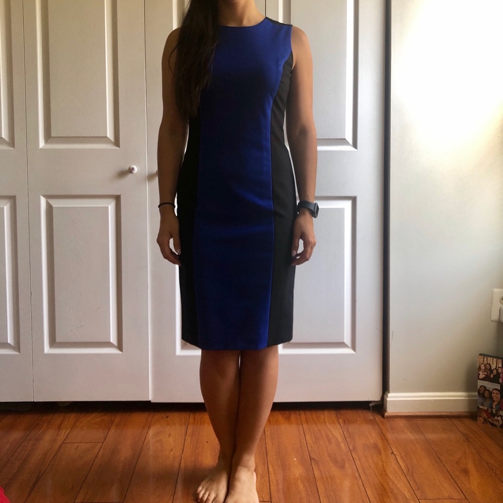 Blue and Black Midi-Dress